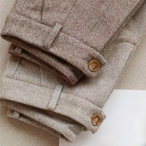 Finn | Dames Vintage Rechte Broek met Hoge Taille en Voorplooien - Beige