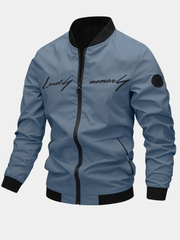 Gabriel | Veste de Baseball pour Homme Coupe Régulière Fermeture Éclair Brodée - Gris