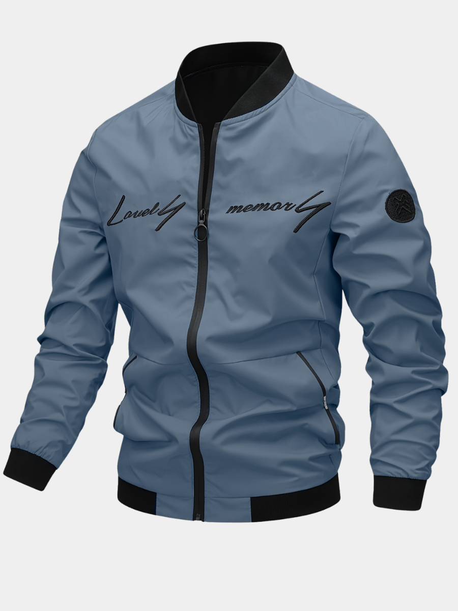 Gabriel | Veste de Baseball pour Homme Coupe Régulière Fermeture Éclair Brodée - Gris