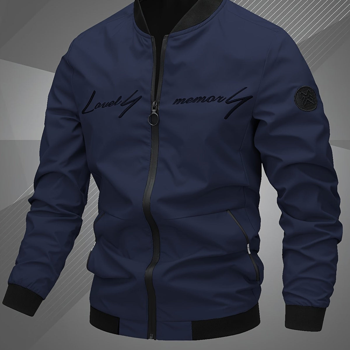 Gabriel | Veste de Baseball pour Homme Coupe Régulière Fermeture Éclair Brodée - Gris