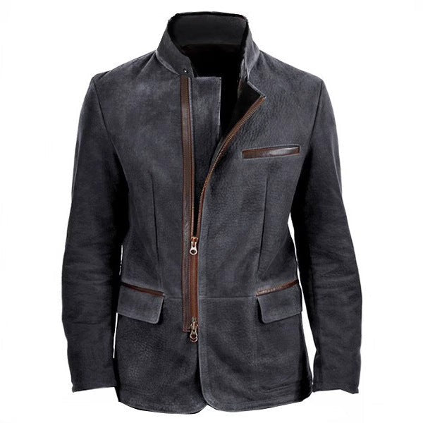 Gabriel | Veste de Terrain pour Homme Daim Coupe Ajustée Fermeture Réversible - Marron