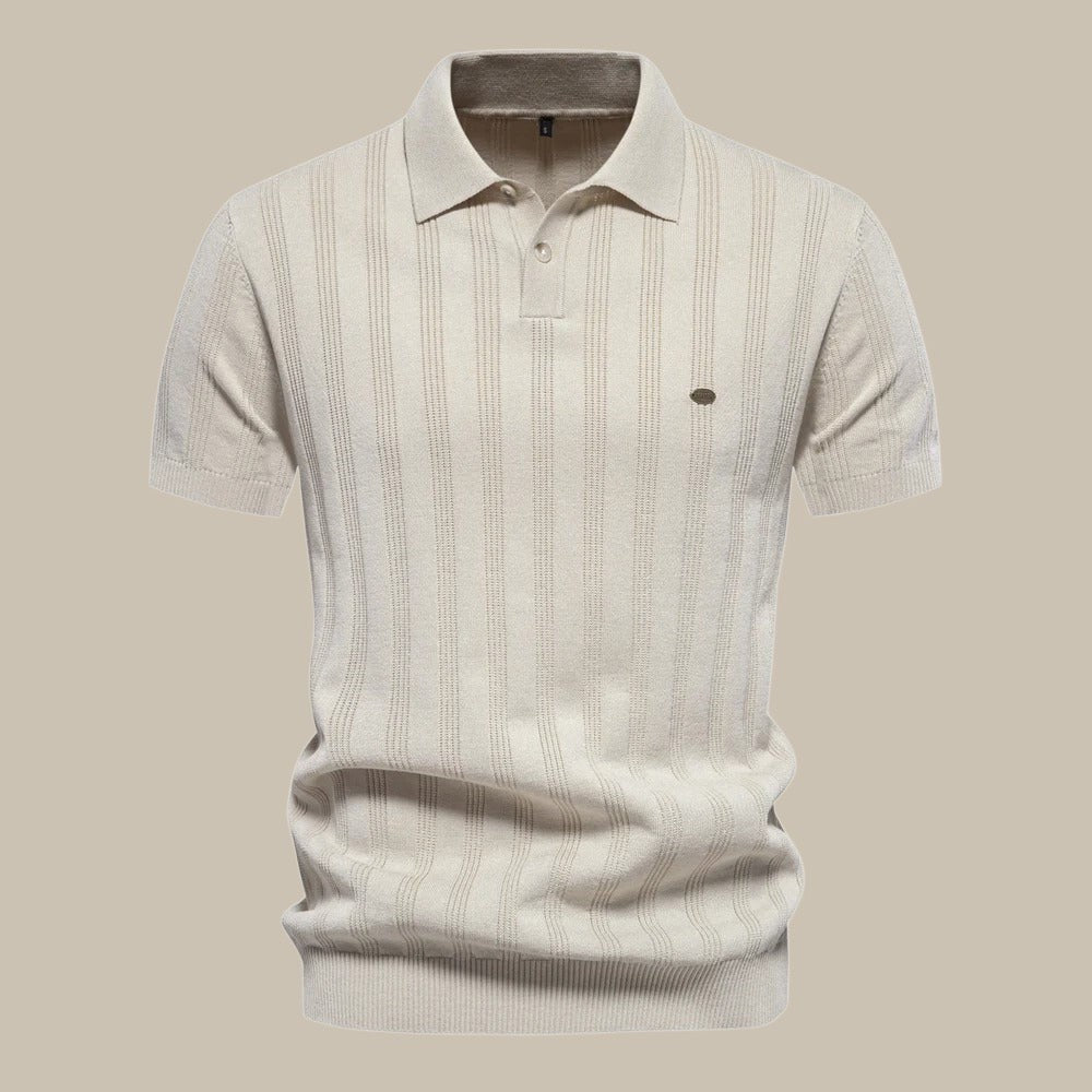 Gijs | Heren Gestructureerd Polohemd met Knoopsluiting - Beige