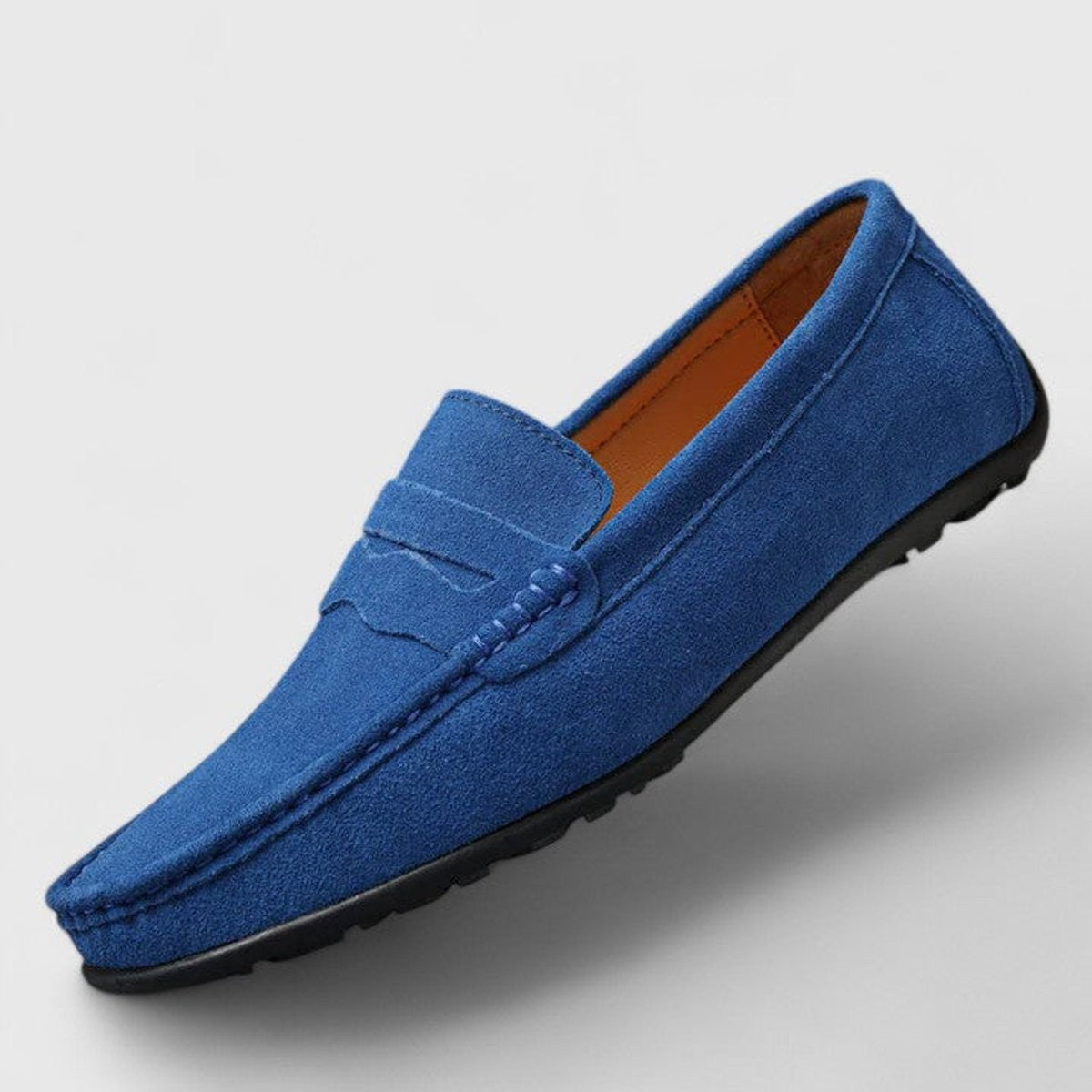 Hugo | Mocassin Homme Velours Enfiler Semelle Souple Confort - Bleu