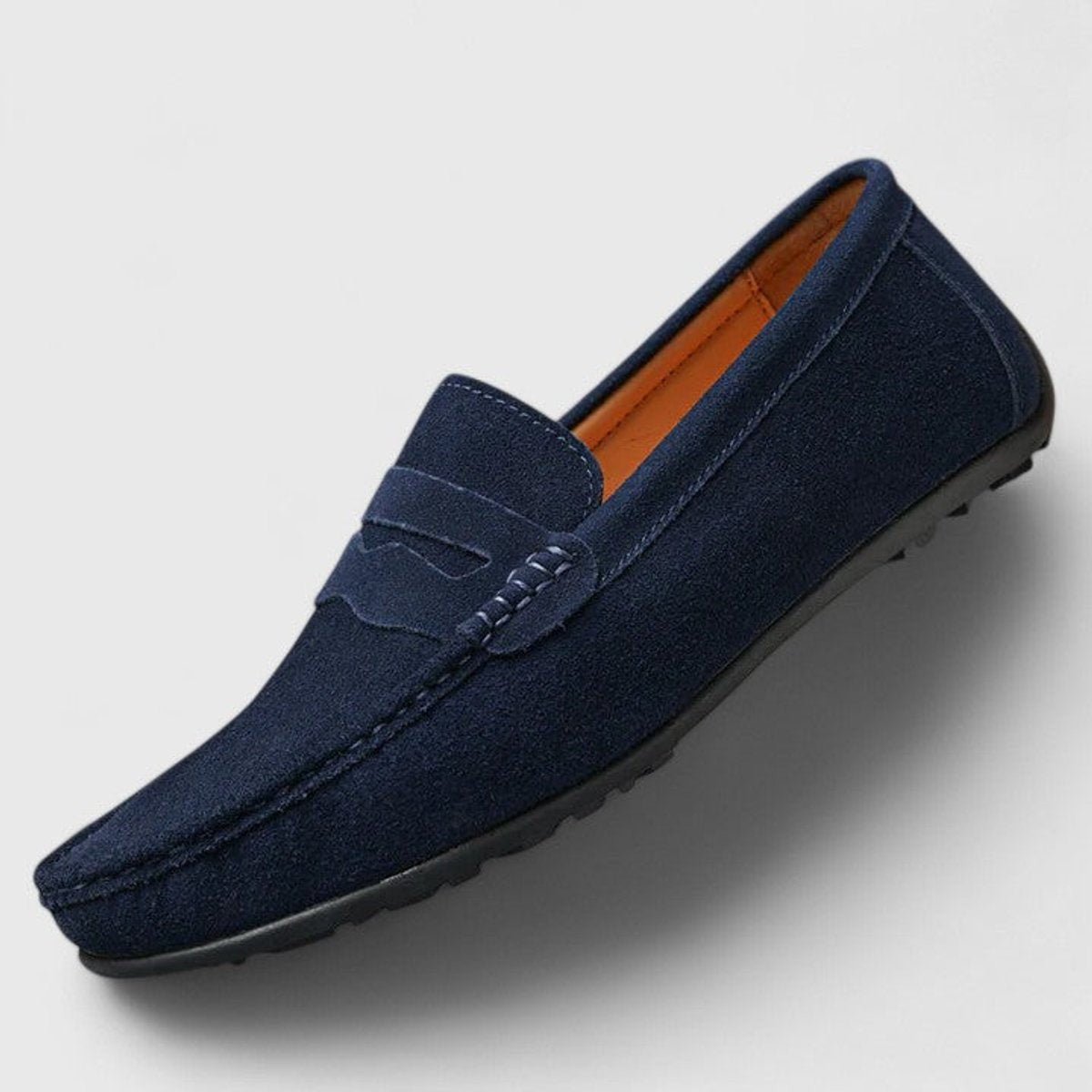Hugo | Mocassin Homme Velours Enfiler Semelle Souple Confort - Bleu