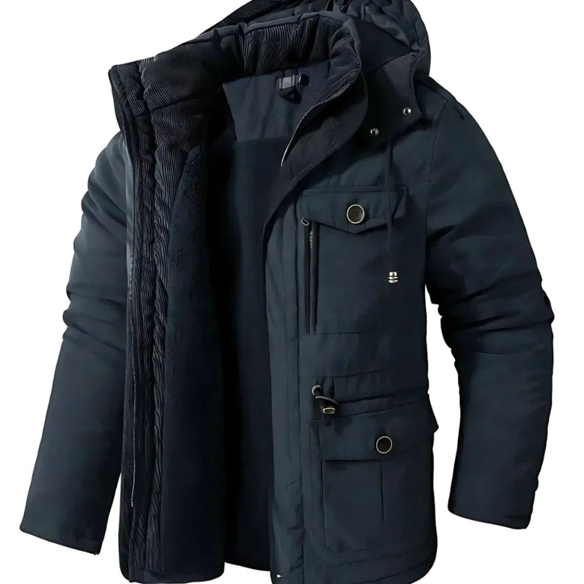 Hugo | Veste Homme Imperméable Coupe-Vent Doublure Polaire Capuche Amovible - Bleu