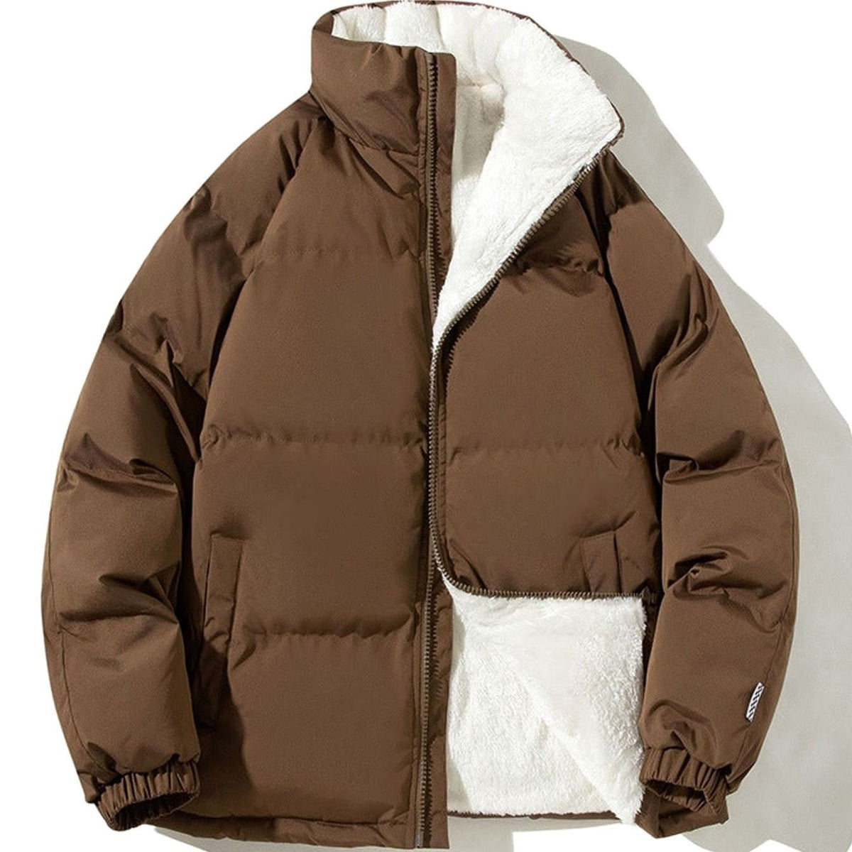 Ines | Dames Bomberjacke Matelassée Doublure Polaire Encolure Montante - Café
