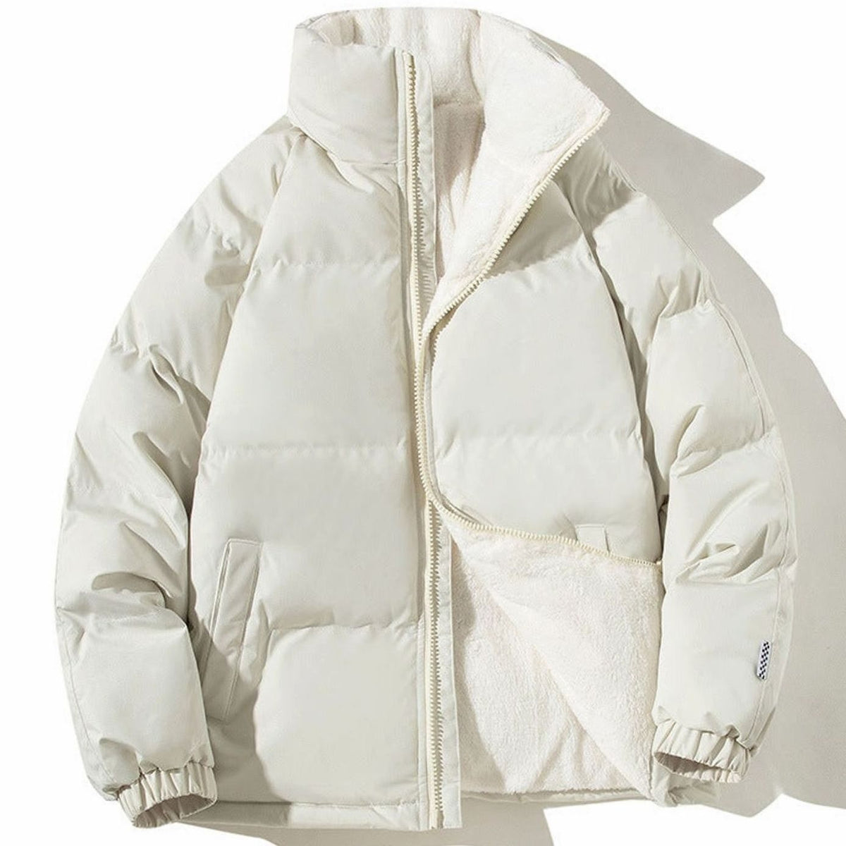 Ines | Dames Bomberjacke Matelassée Doublure Polaire Encolure Montante - Crème