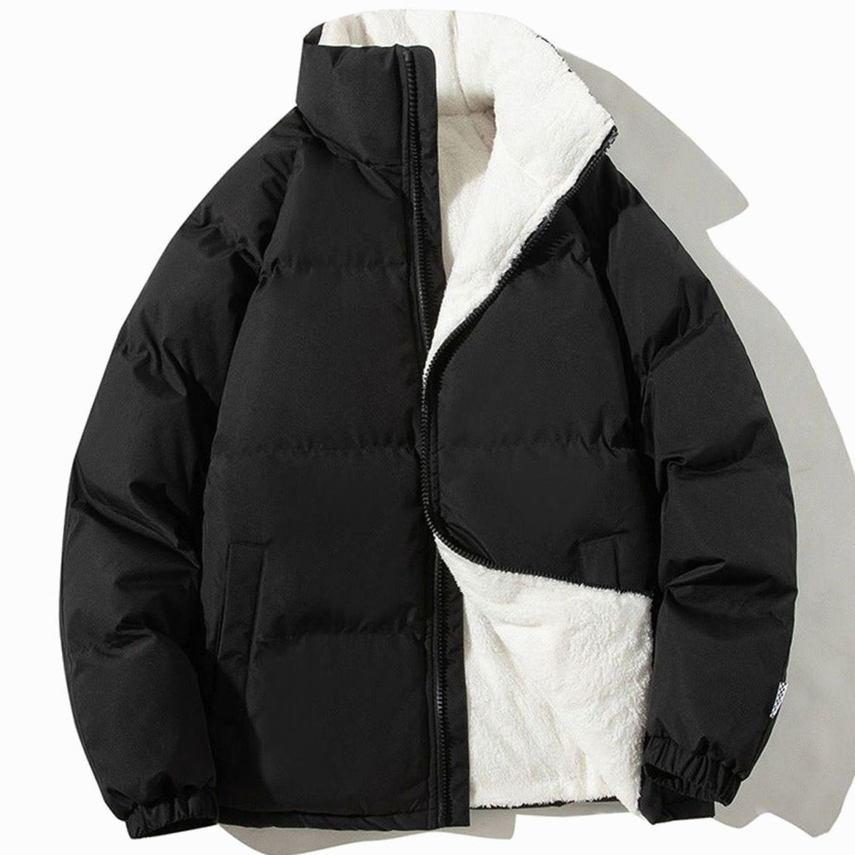 Ines | Dames Bomberjacke Matelassée Doublure Polaire Encolure Montante - Noir