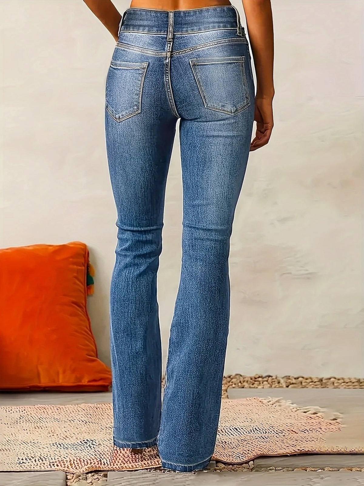 Ines | Jean pour Femme Taille Haute Coupe Évasée Ajustée - Bleu