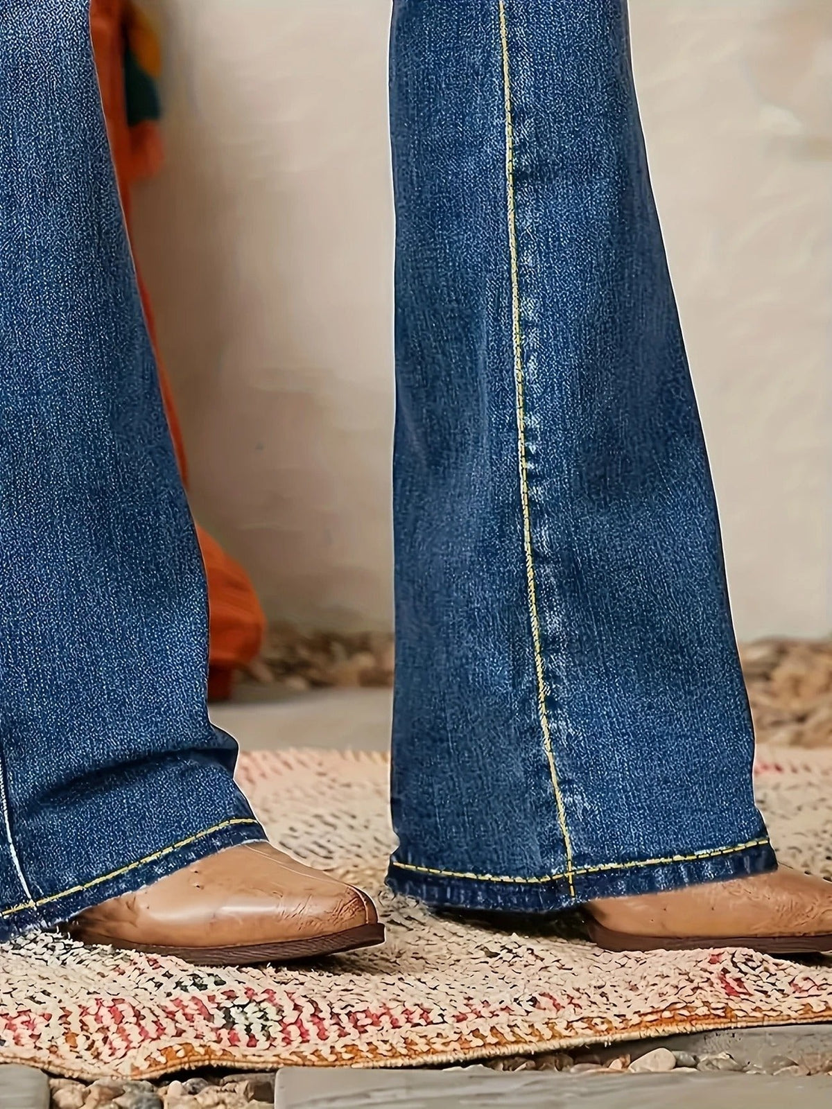 Ines | Jean pour Femme Taille Haute Coupe Évasée Ajustée - Bleu