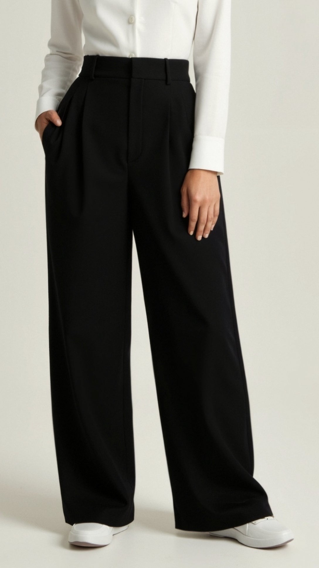 Ines | Pantalon pour Femme Taille Haute Coupe Ample Printemps - Beige