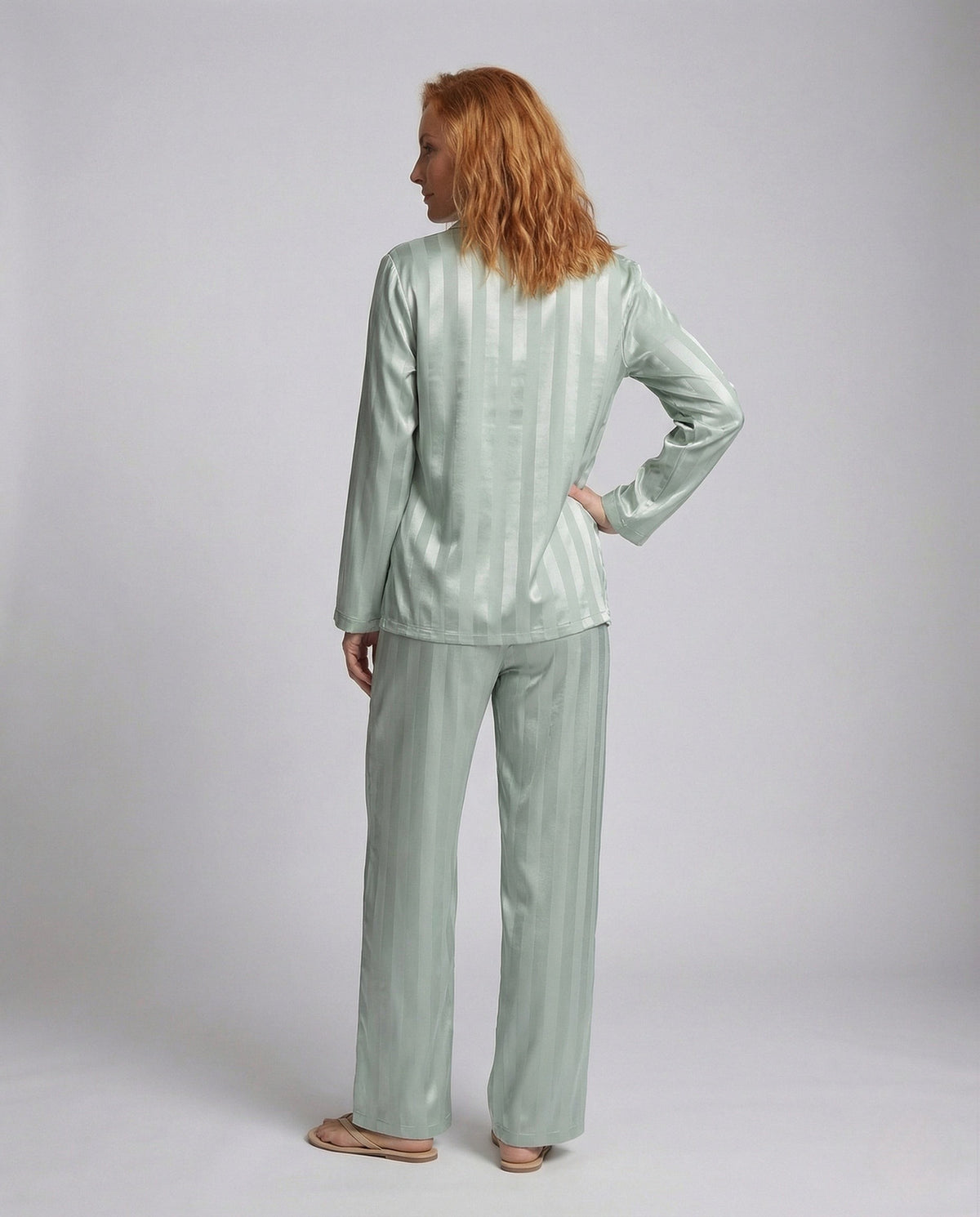 Ines | Pyjama Femme Coupe Ample Soie Synthétique Brillante - Beige