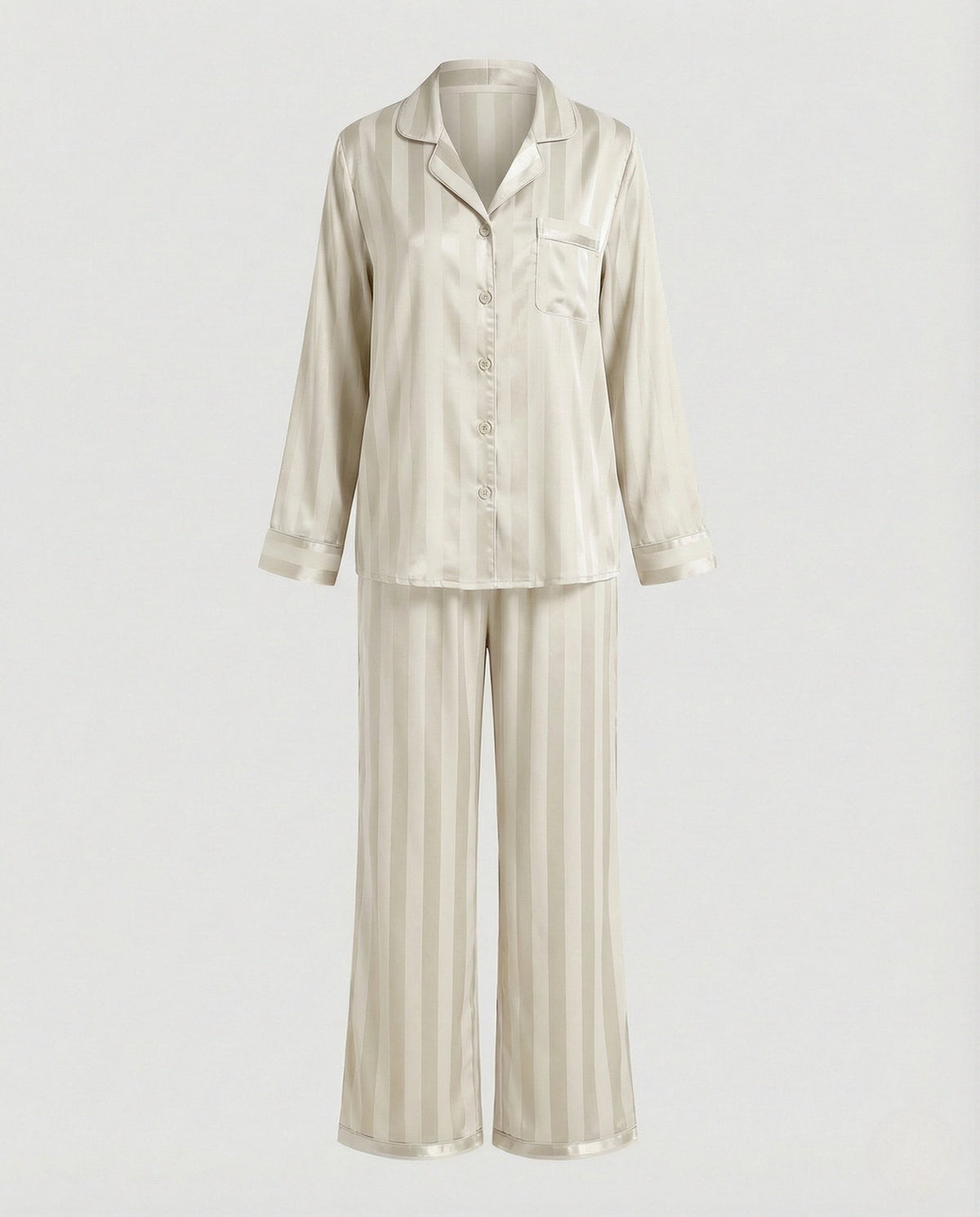 Ines | Pyjama Femme Coupe Ample Soie Synthétique Brillante - Blanc
