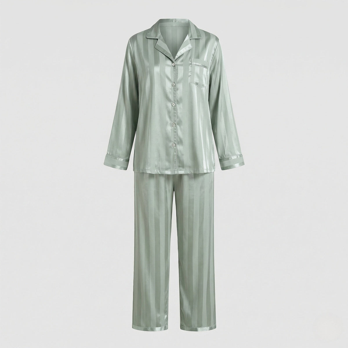 Ines | Pyjama Femme Coupe Ample Soie Synthétique Brillante - Vert