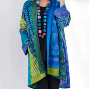 Jade | Dames Cardigan Boho Coupe Ample Longueur Duster - Bleu