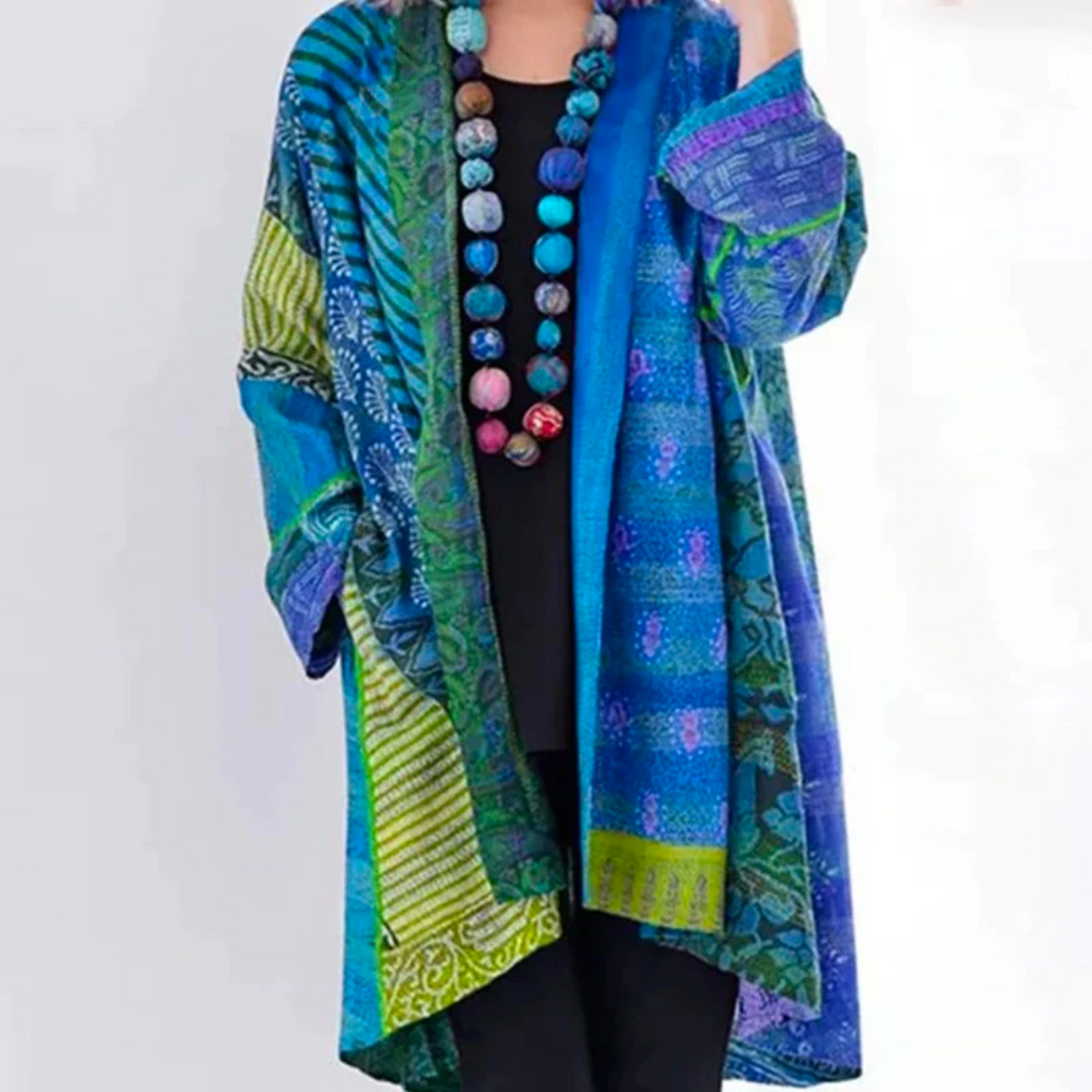 Jade | Dames Cardigan Boho Coupe Ample Longueur Duster - Bleu