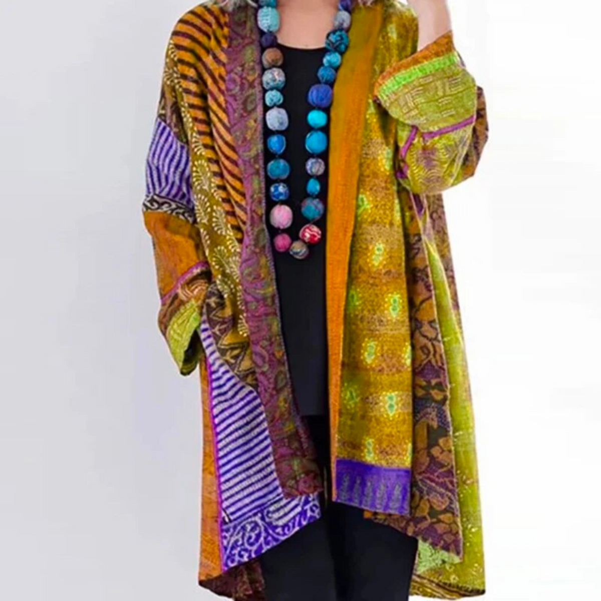 Jade | Dames Cardigan Boho Coupe Ample Longueur Duster - Jaune