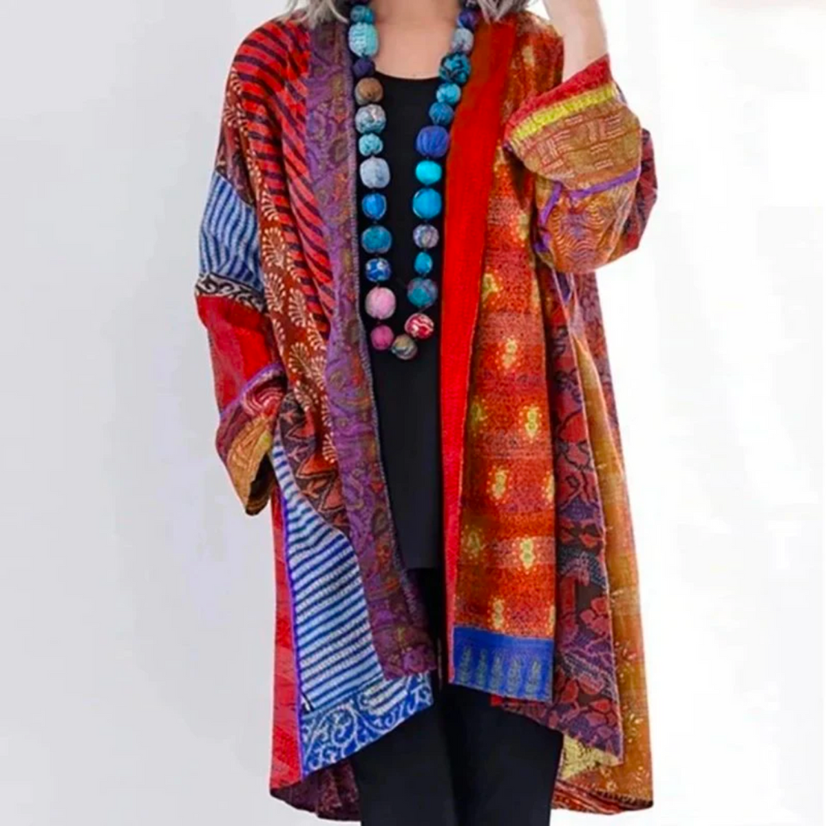 Jade | Dames Cardigan Boho Coupe Ample Longueur Duster - Rouge