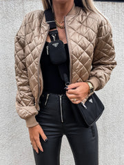 Jade | Dames Doudoune Métallisée Matelassée Coupe Ample - Abricot