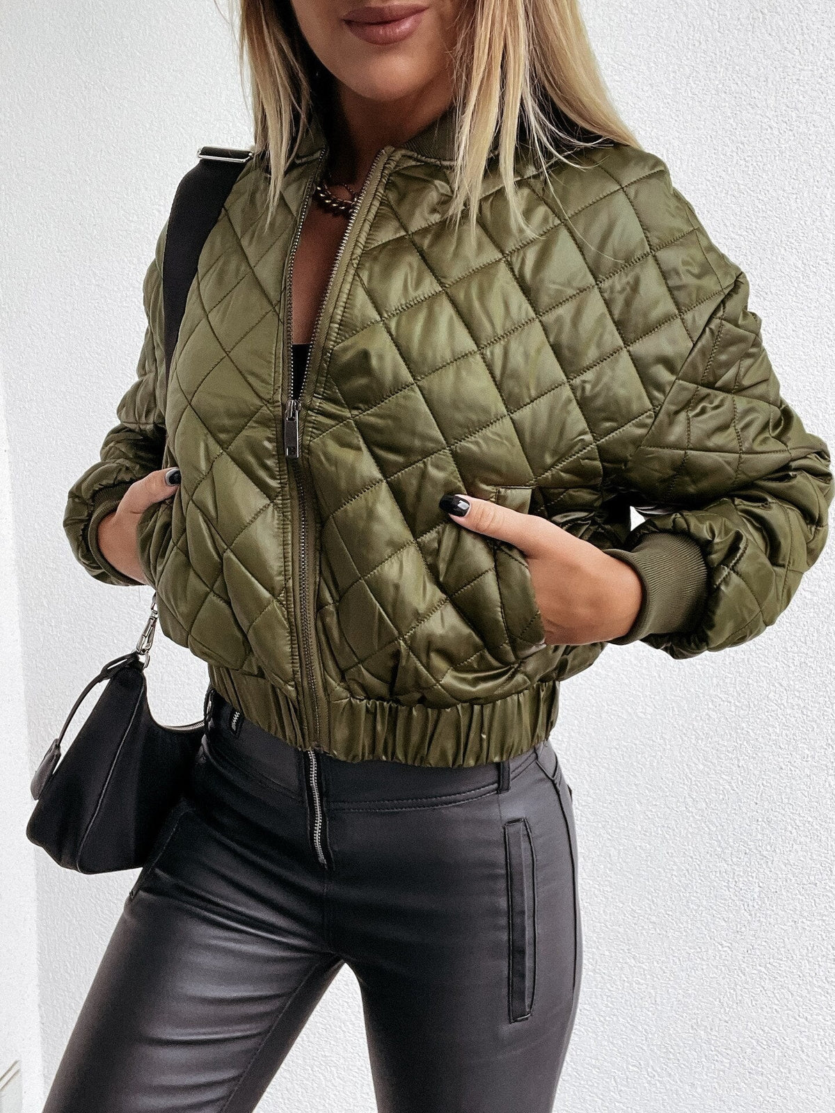 Jade | Dames Doudoune Métallisée Matelassée Coupe Ample - Vert