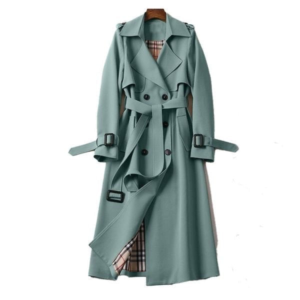 Jade | Manteau pour Femme Coupe Droite Ceinturé Revers Classique - Vert