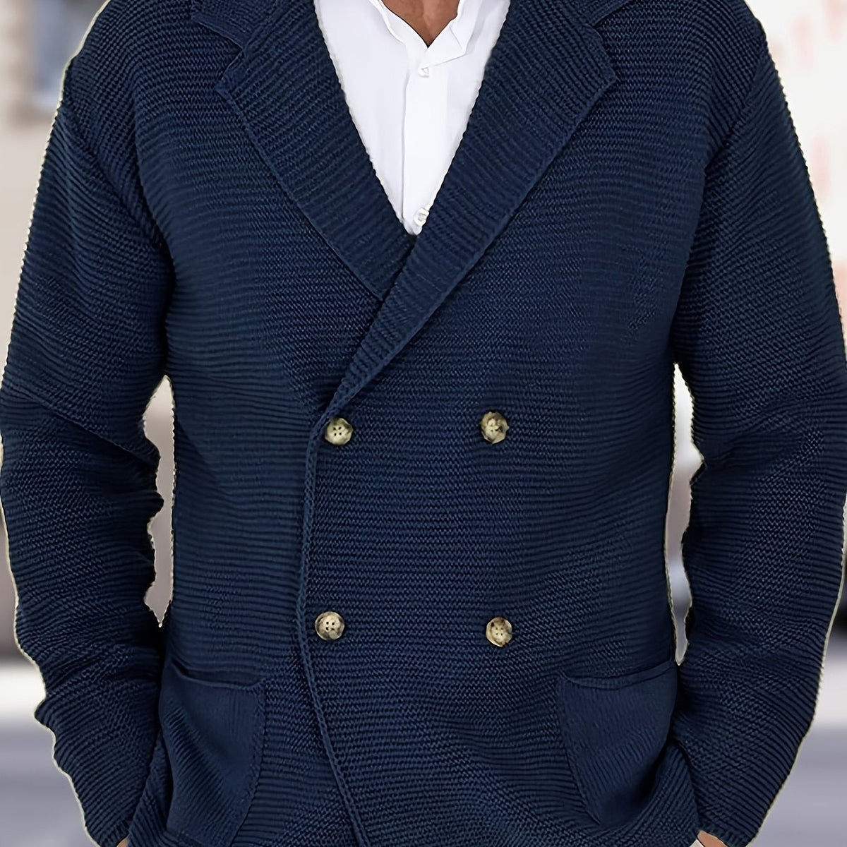 Jules | Cardigan pour Homme Coupe Structurée Tricot Fin Boutonné - Bleu