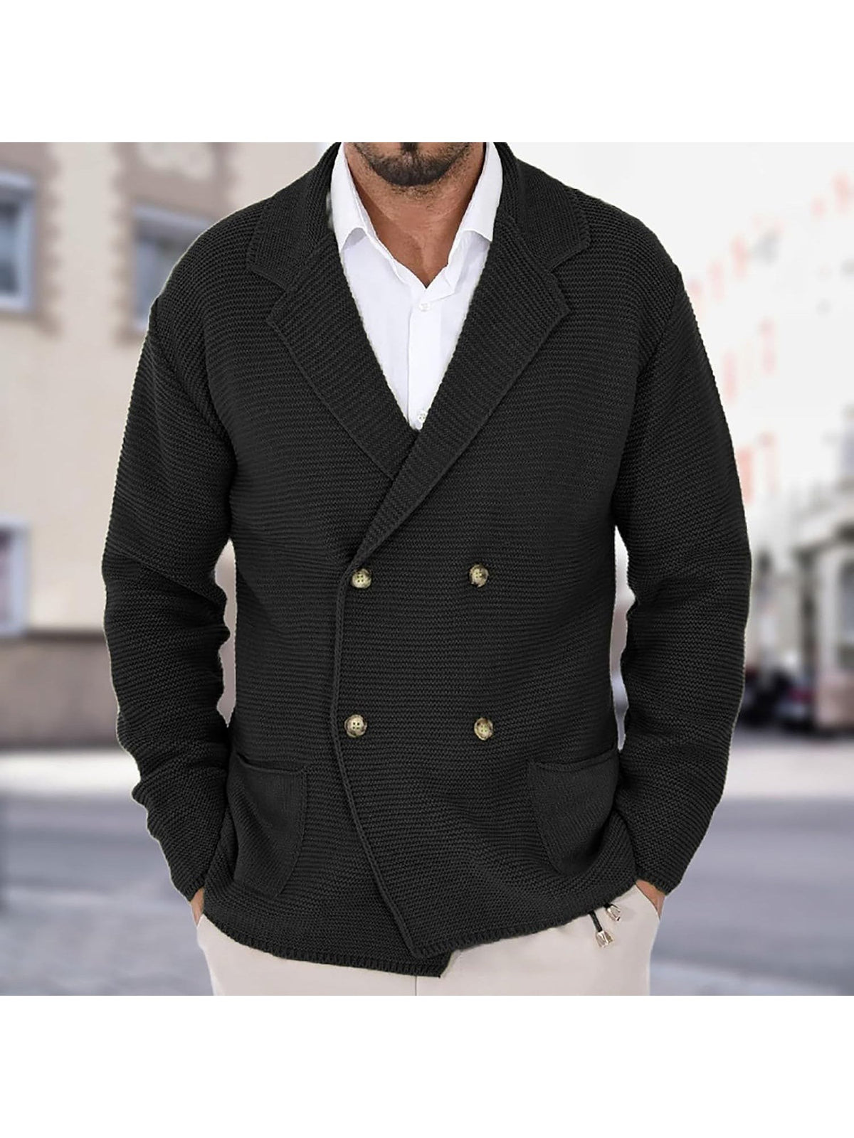 Jules | Cardigan pour Homme Coupe Structurée Tricot Fin Boutonné - Bleu