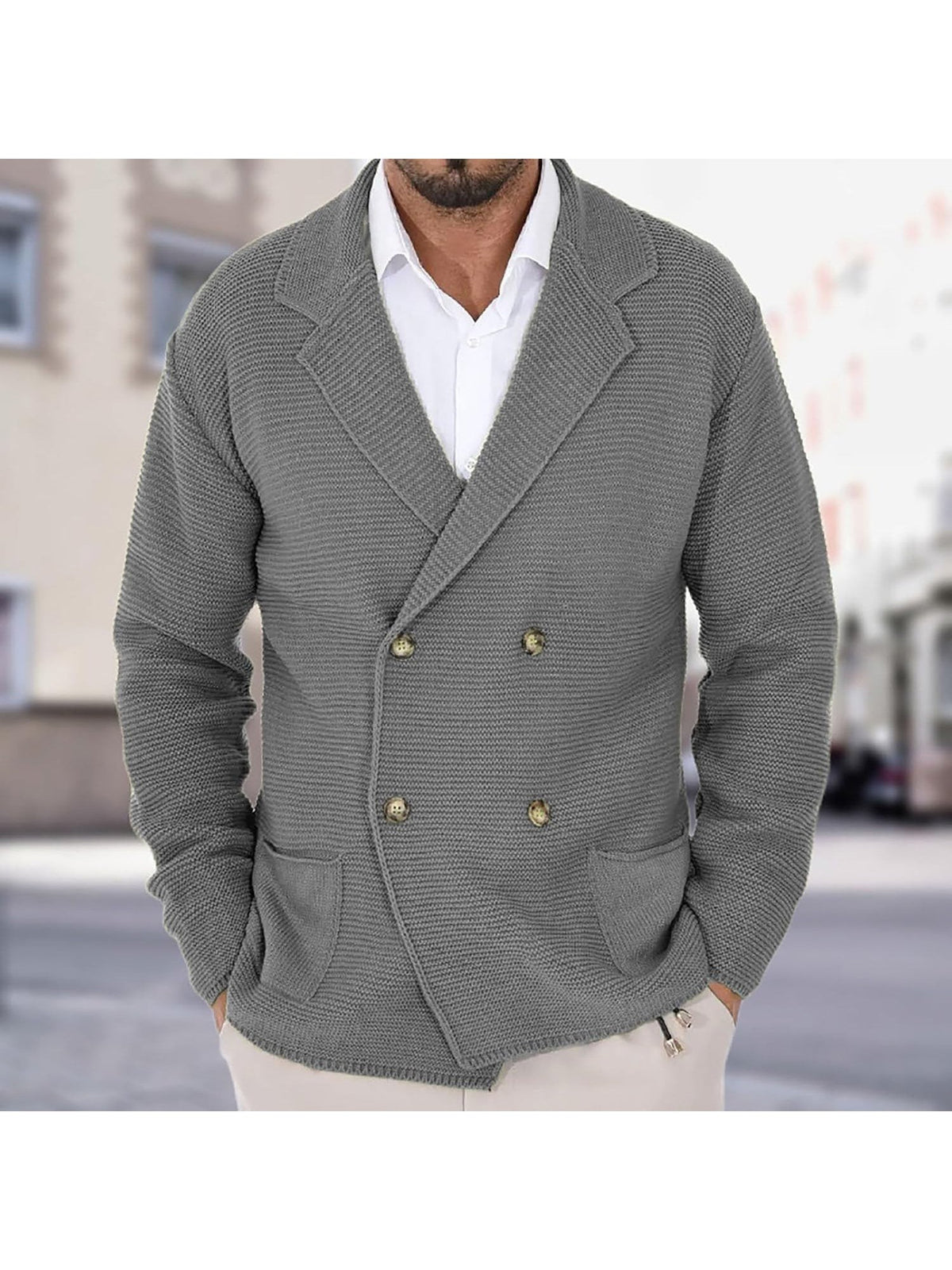 Jules | Cardigan pour Homme Coupe Structurée Tricot Fin Boutonné - Bleu