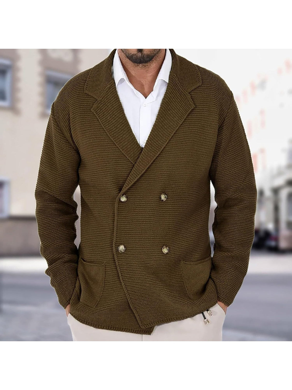 Jules | Cardigan pour Homme Coupe Structurée Tricot Fin Boutonné - Bleu