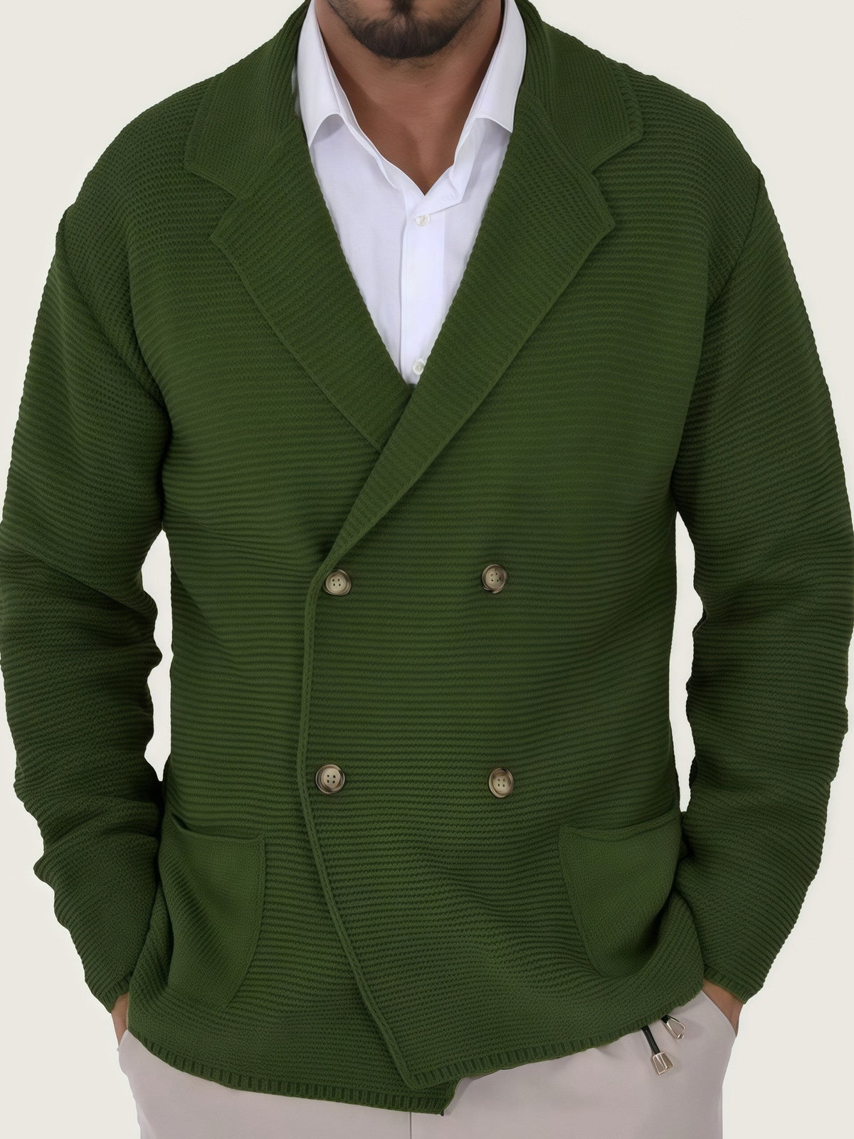 Jules | Cardigan pour Homme Coupe Structurée Tricot Fin Boutonné - Vert