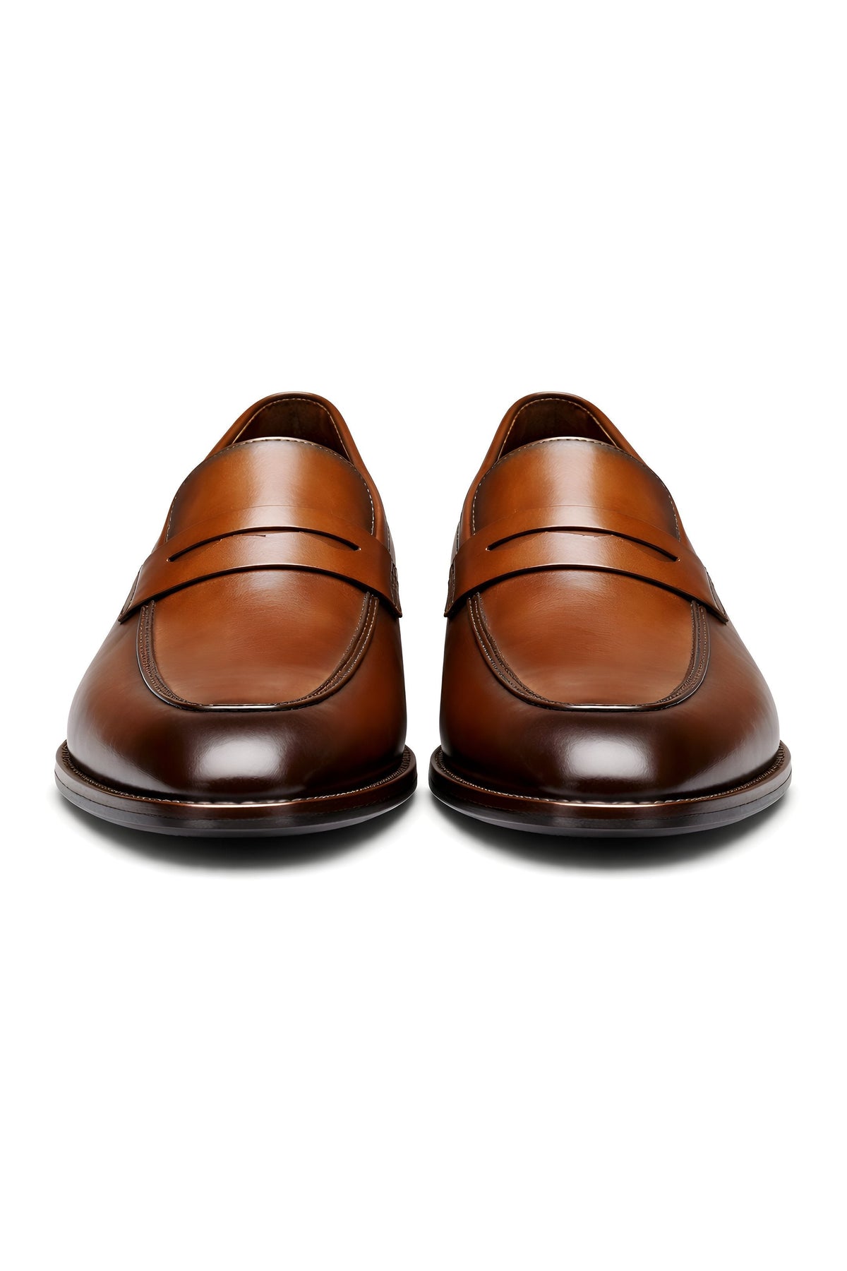 Jules | Mocassin Homme Penny-Loafer Vernis Enfiler Couture Piquée - Marron