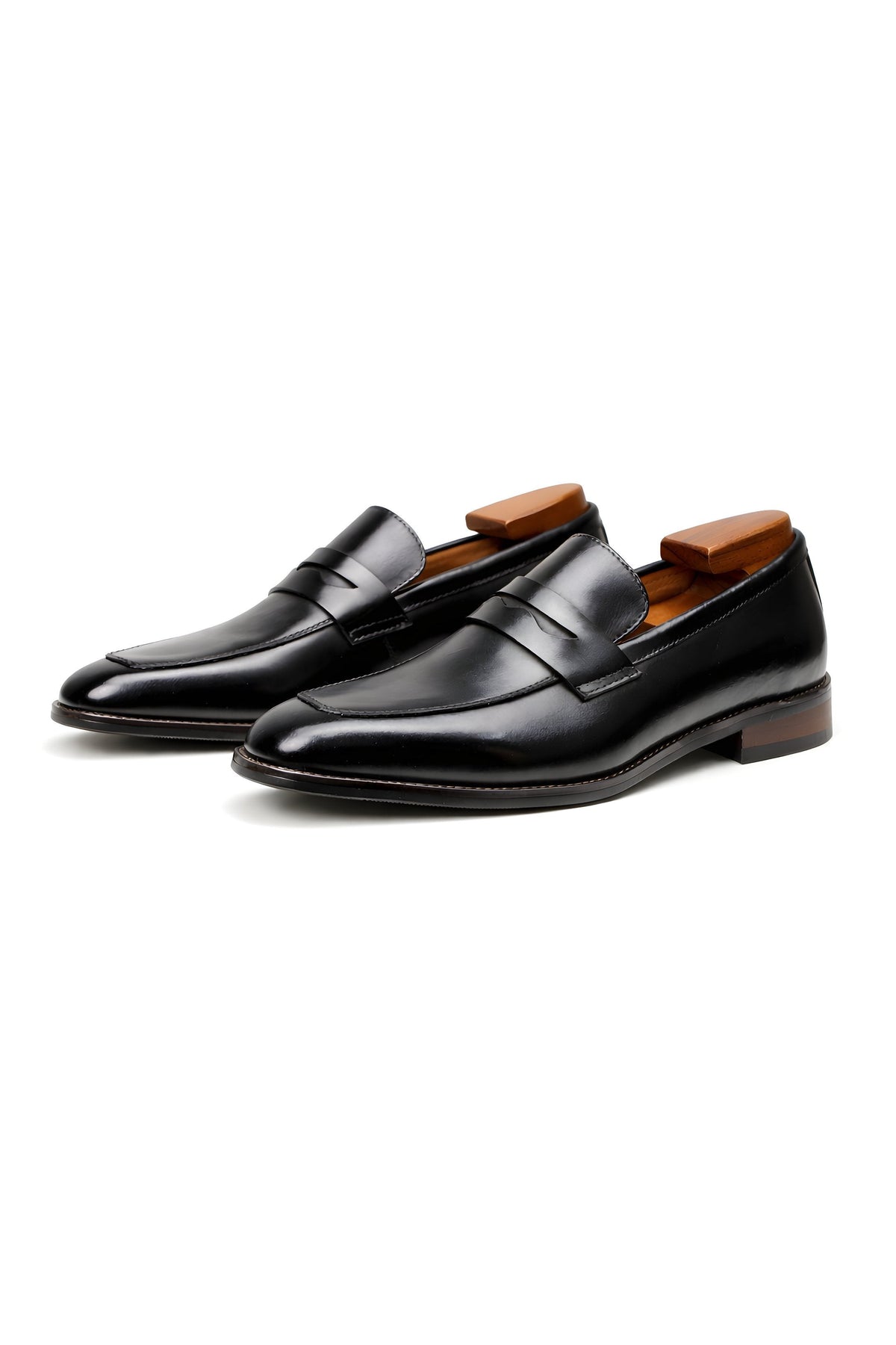 Jules | Mocassin Homme Penny-Loafer Vernis Enfiler Couture Piquée - Noir