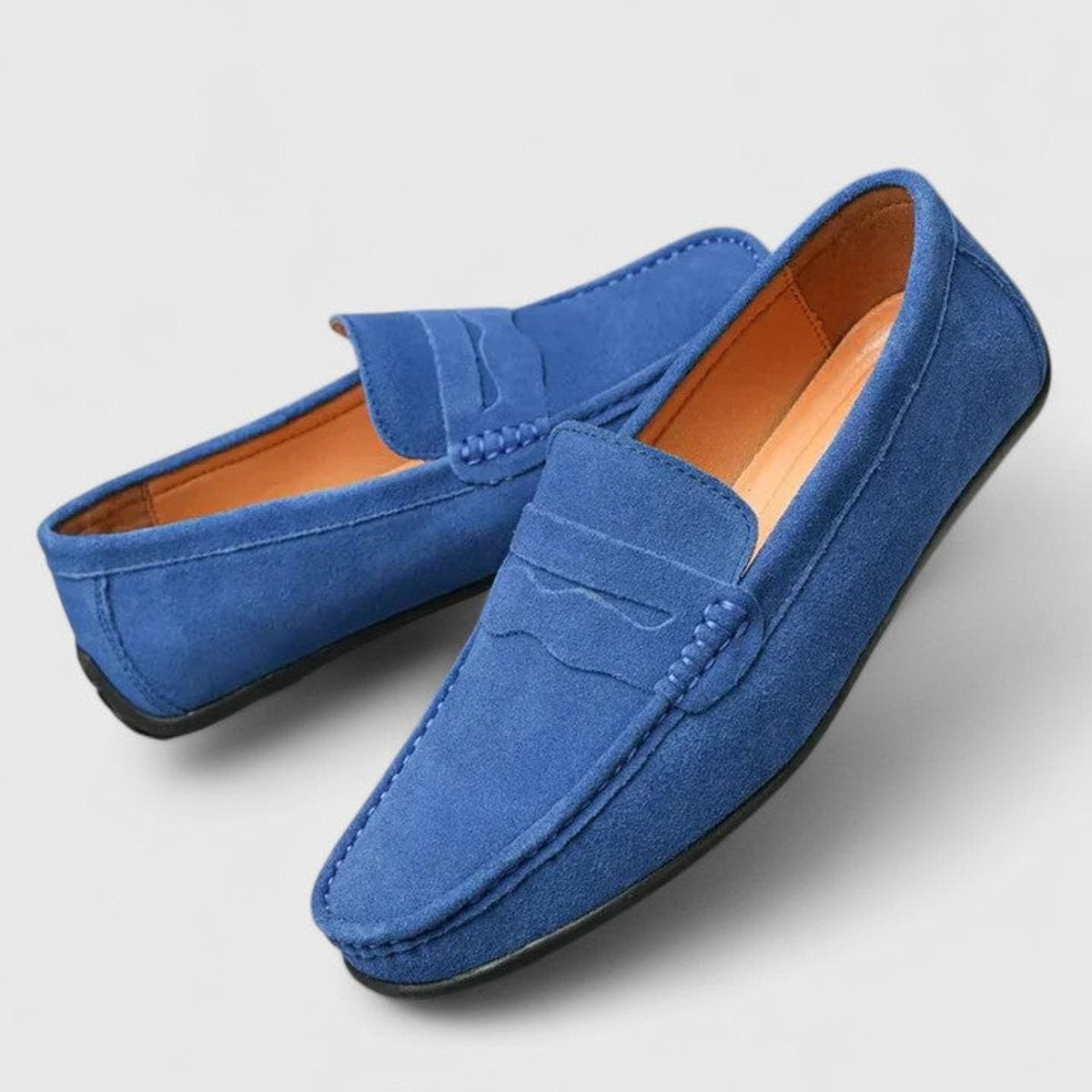Jules | Mocassins pour Homme Velours Enfiler Confortable Talon Flexible - Bleu