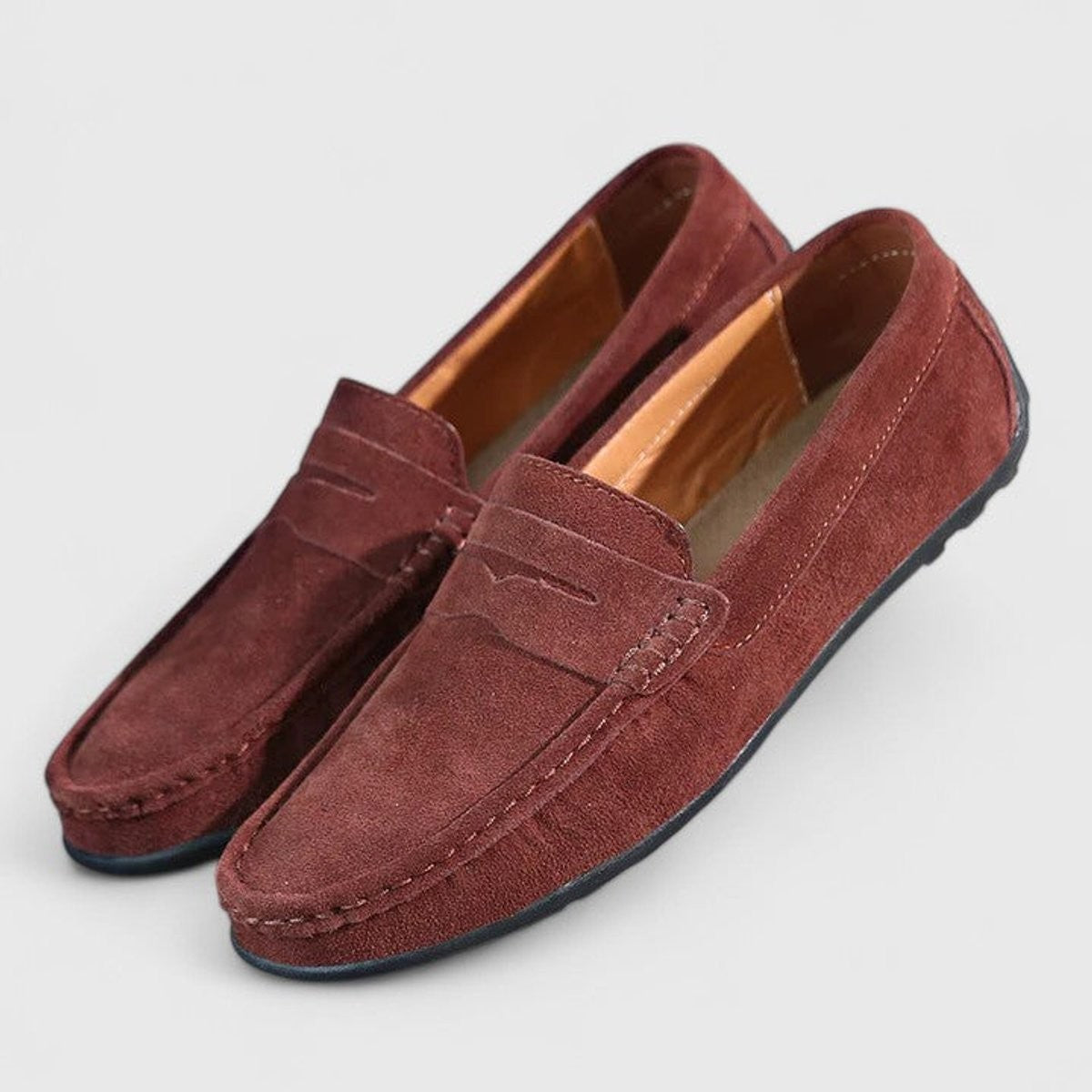 Jules | Mocassins pour Homme Velours Enfiler Confortable Talon Flexible - Marron
