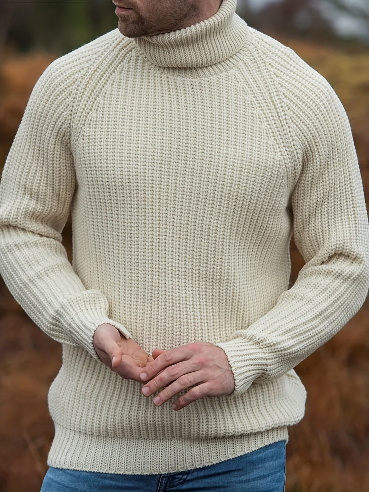 Jules | Pull-over Homme Col Roulé Épais Tricot Chaud Hiver - Beige