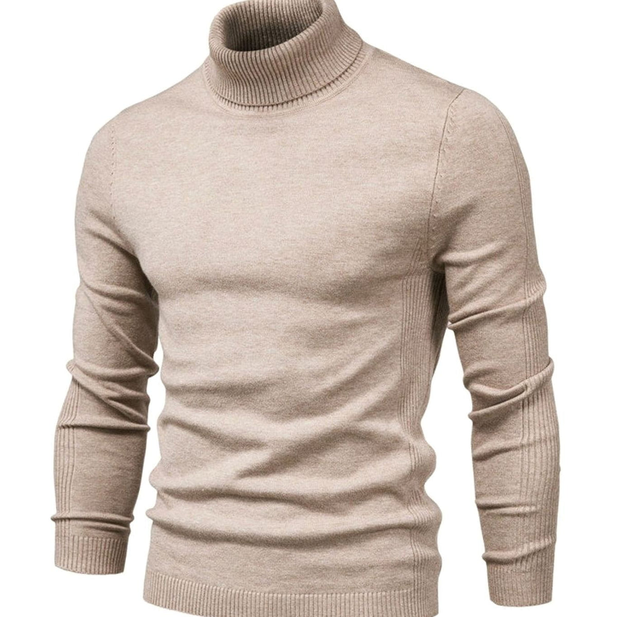 Jules | Pull Slim Col Roulé Côtelé Homme - Beige