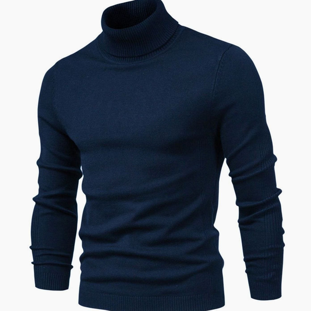Jules | Pull Slim Col Roulé Côtelé Homme - Bleu