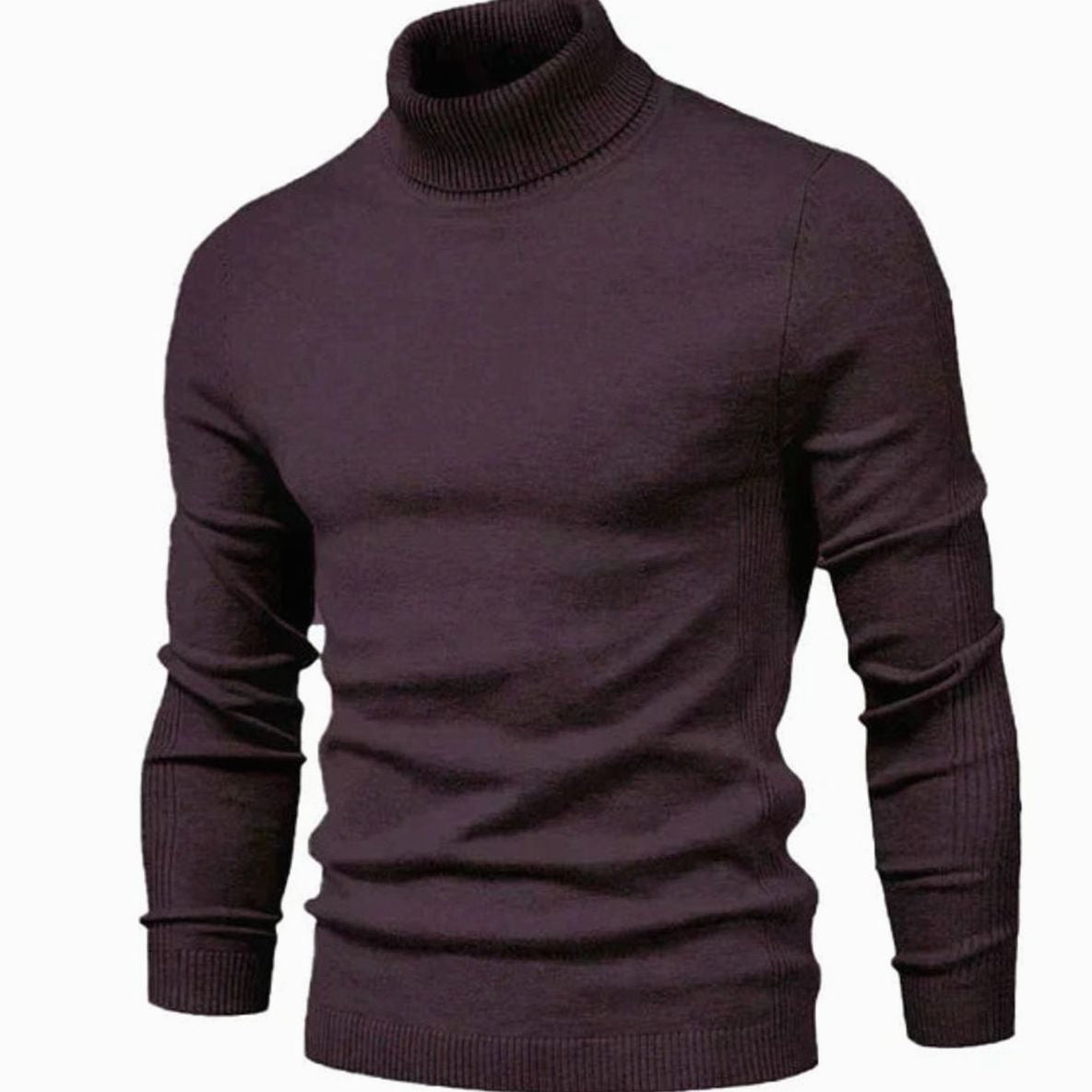 Jules | Pull Slim Col Roulé Côtelé Homme - Bordeaux