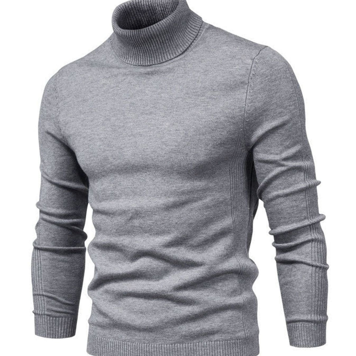 Jules | Pull Slim Col Roulé Côtelé Homme - Gris