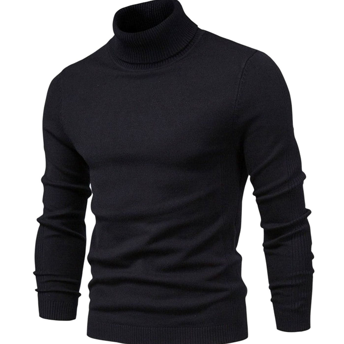 Jules | Pull Slim Col Roulé Côtelé Homme - Noir