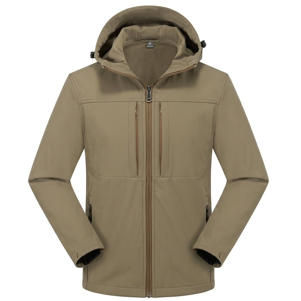 Jules | Veste Softshell Imperméable pour Homme Coupe Ample Fermeture Éclair - Kaki