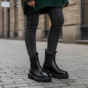 Julia | Bottines Femme Chelsea Semelle Crantée Fermeture Éclair Dorsale - Noir
