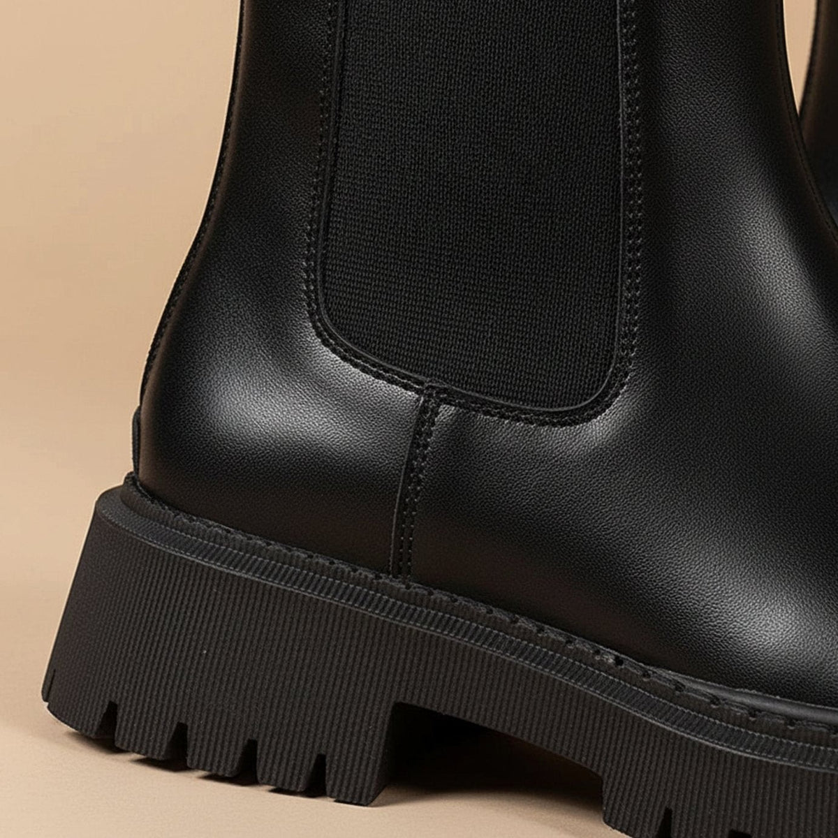 Julia | Bottines Femme Chelsea Semelle Crantée Fermeture Éclair Dorsale - Noir
