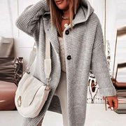 Juliette | Cardigan Femme Capuche Boutonnière Coupe Droite - Gris