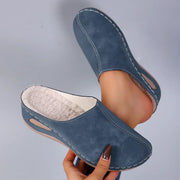 Lea | Dames Pantoufles Orthopédiques Enfilage Facile Semelle Plate Confortables - Bleu