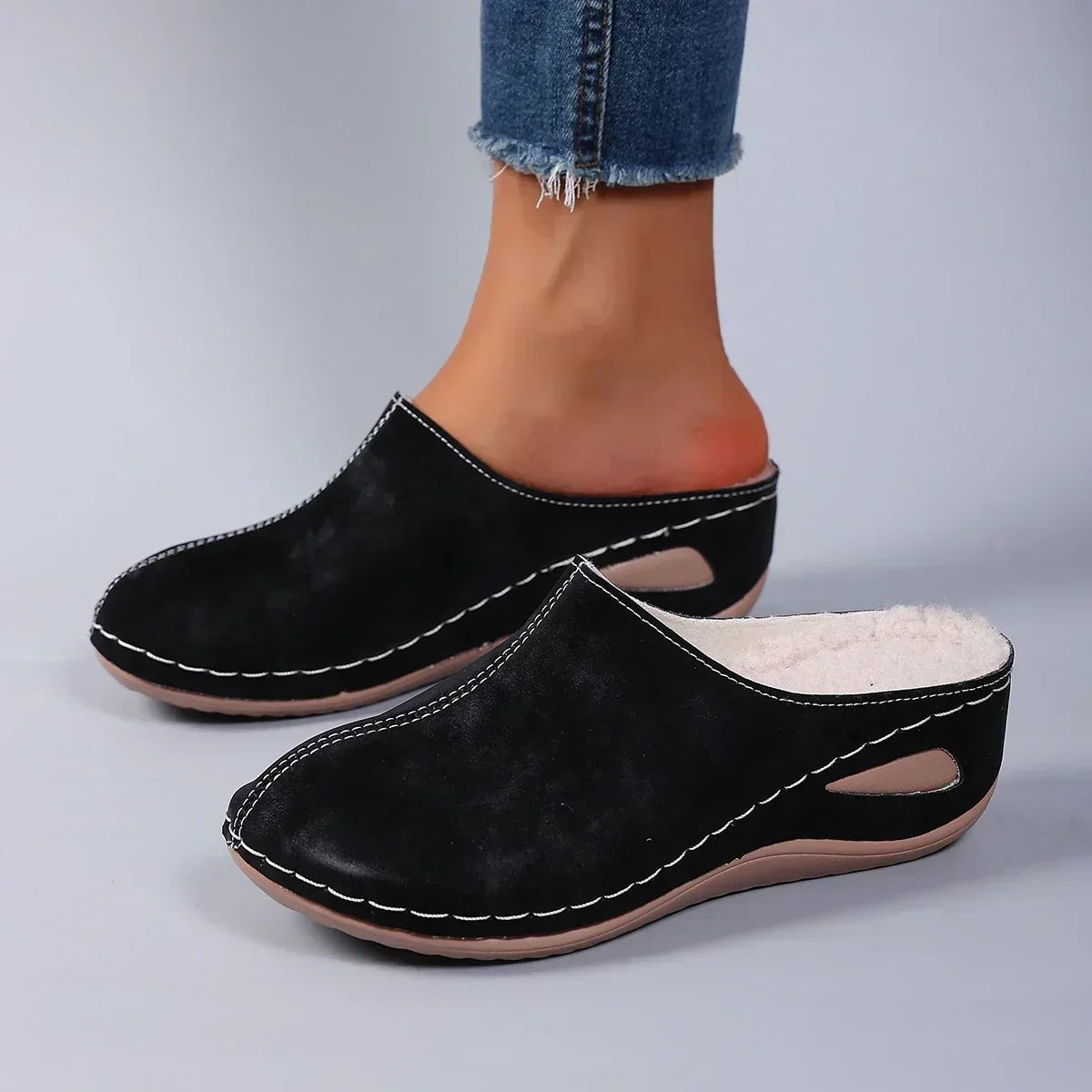 Lea | Dames Pantoufles Orthopédiques Enfilage Facile Semelle Plate Confortables - Bleu