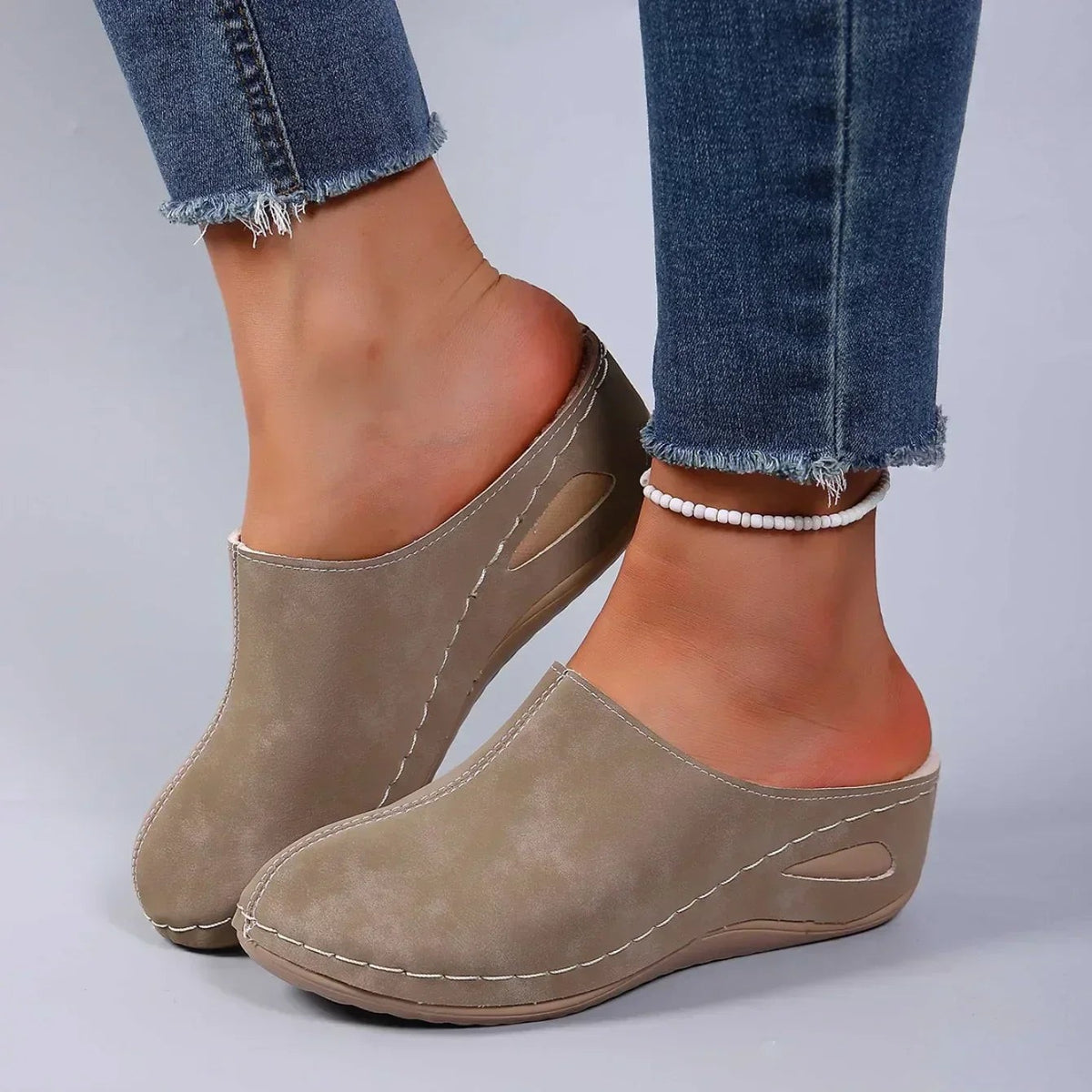 Lea | Dames Pantoufles Orthopédiques Enfilage Facile Semelle Plate Confortables - Bleu