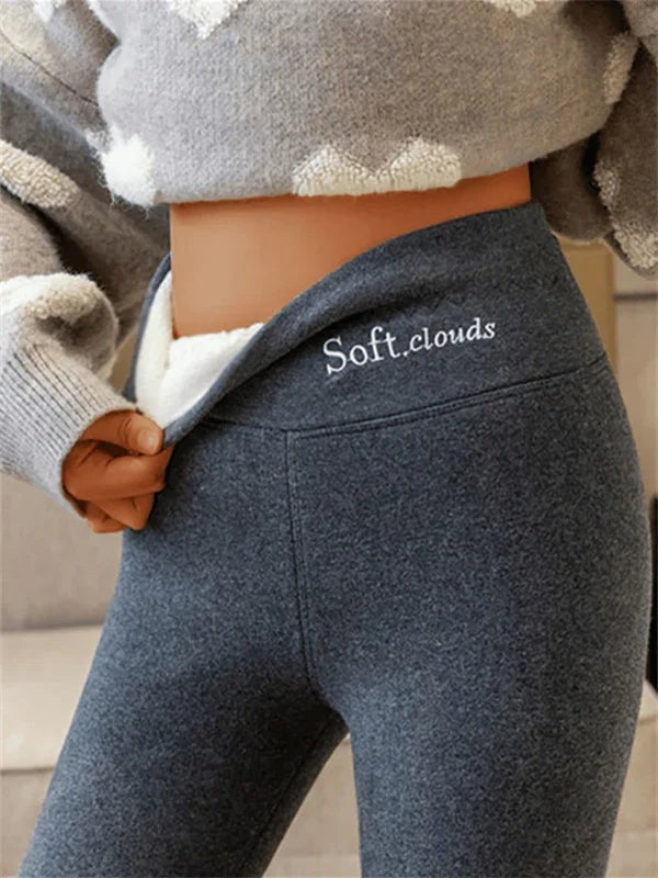 Lea | Legging thermique femme doublée polaire coupe ample taille haute - Gris