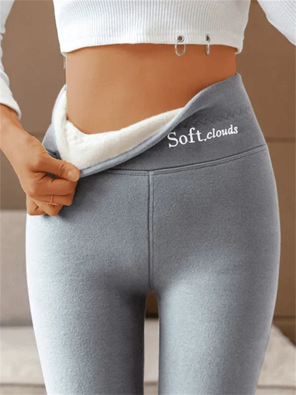 Lea | Legging thermique femme doublée polaire coupe ample taille haute - Gris
