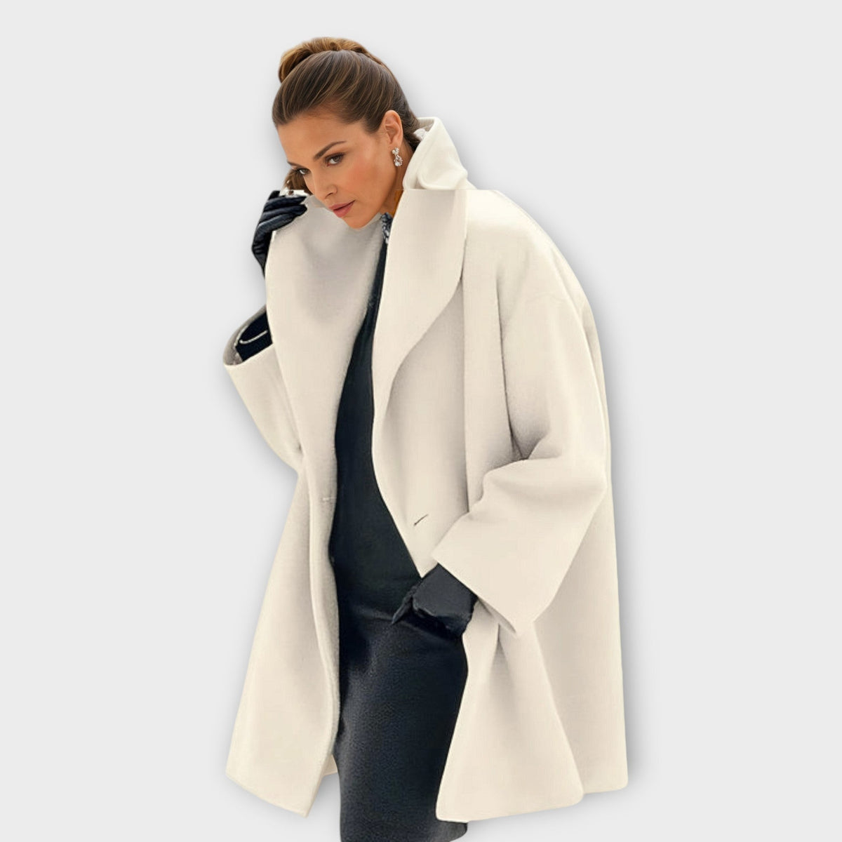 Lea | Manteau d'Hiver pour Femme Oversize Coupe Ample Capuche - Blanc